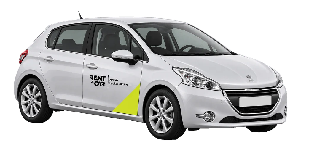 Studieillustration af Peugeot 208 til leje i Narvik og Evenes