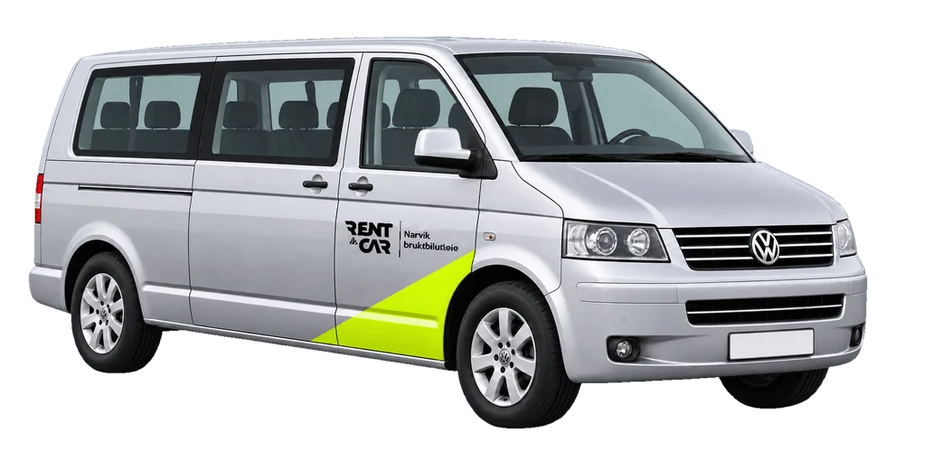 Studieillustration af Volkswagen Caravelle til leje i Narvik og Evenes
