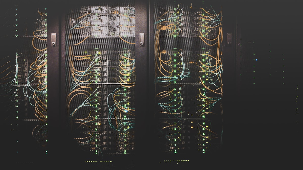 Modern data center with server racks